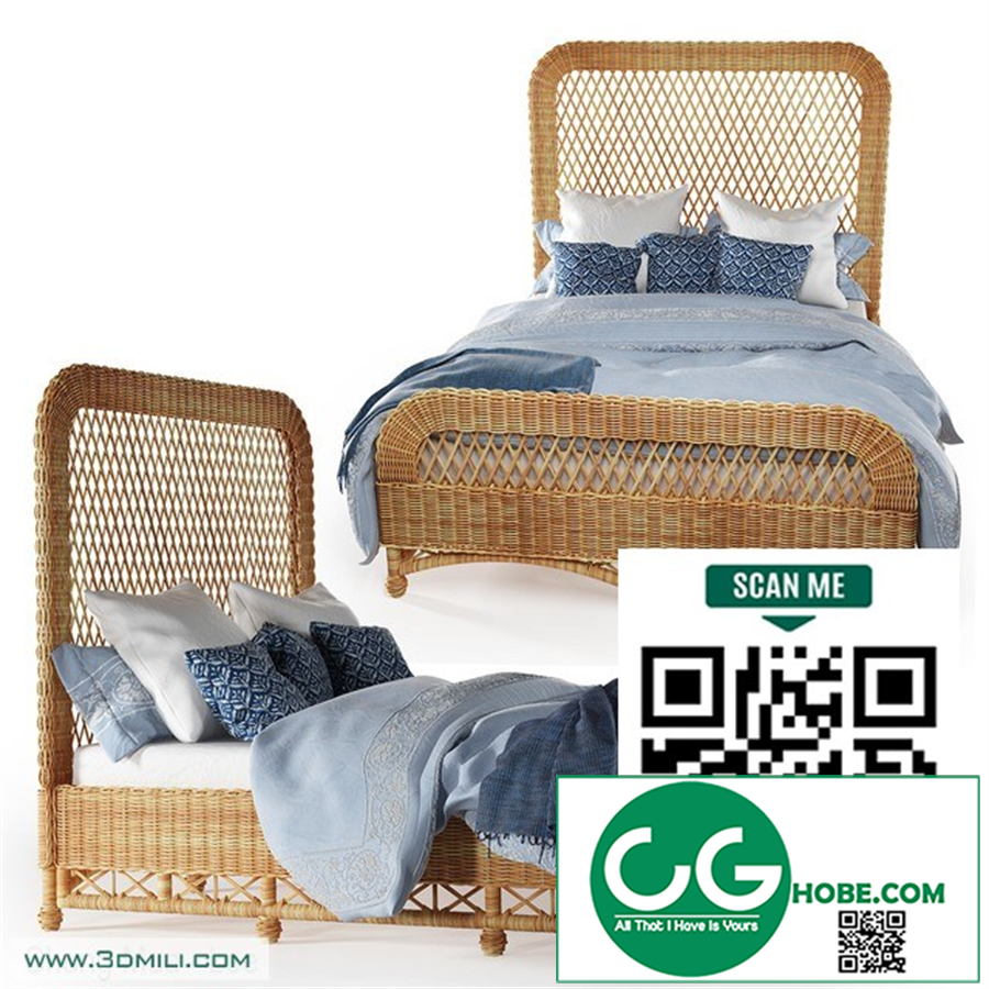 Aurelio wicker queen bed